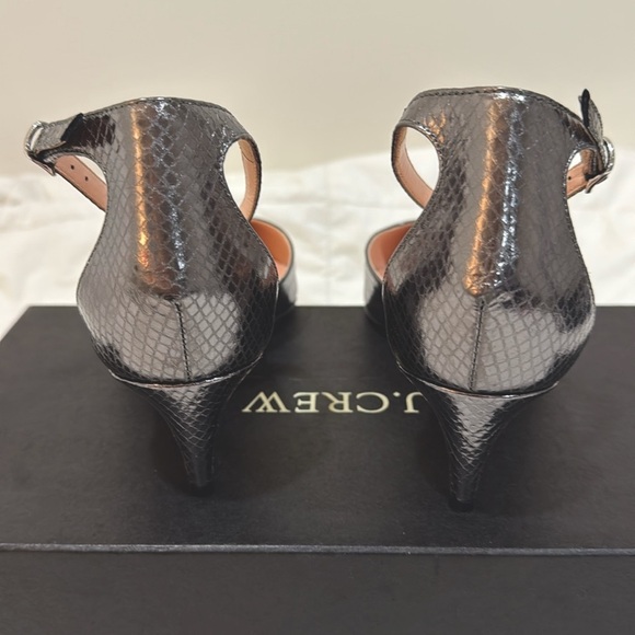 J Crew Collection pointed toe heels in Metallic snake-embossed leather BT882 NEW - Picture 4 of 9